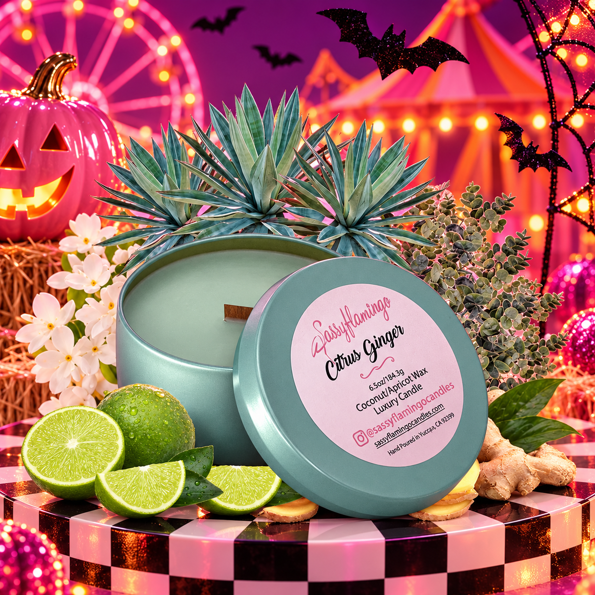 Citrus Ginger 6.5oz Decorative Travel Tin Candle