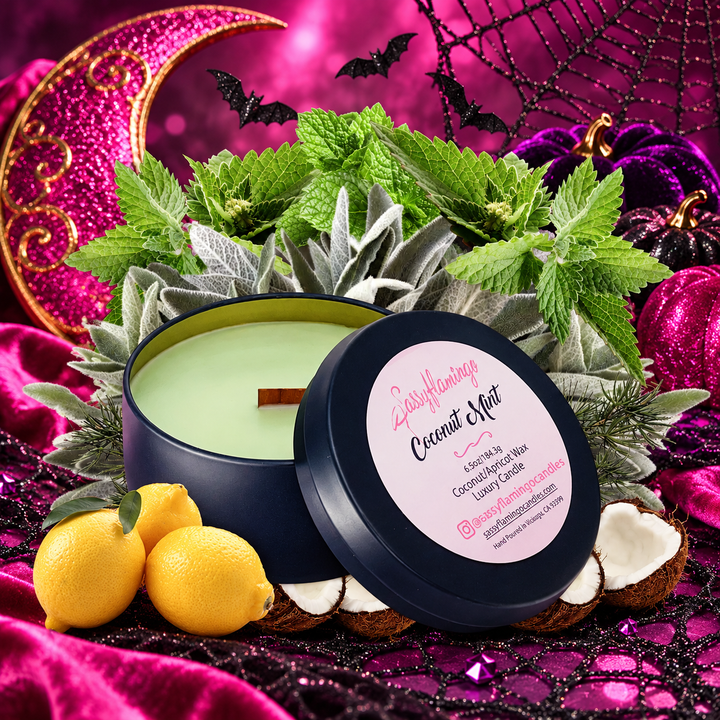 Coconut Mint 6.5oz Decorative Travel Tin Candle