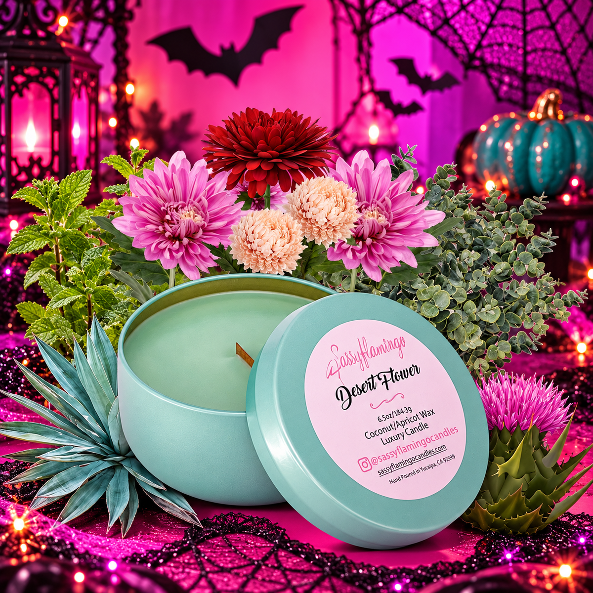 Desert Flower 6.5oz Decorative Travel Tin Candle