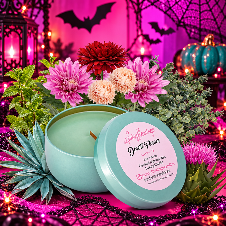 Desert Flower 6.5oz Decorative Travel Tin Candle