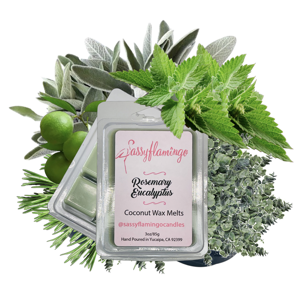 Rosemary Eucalyptus Wax Melts Sassy Flamingo Candles