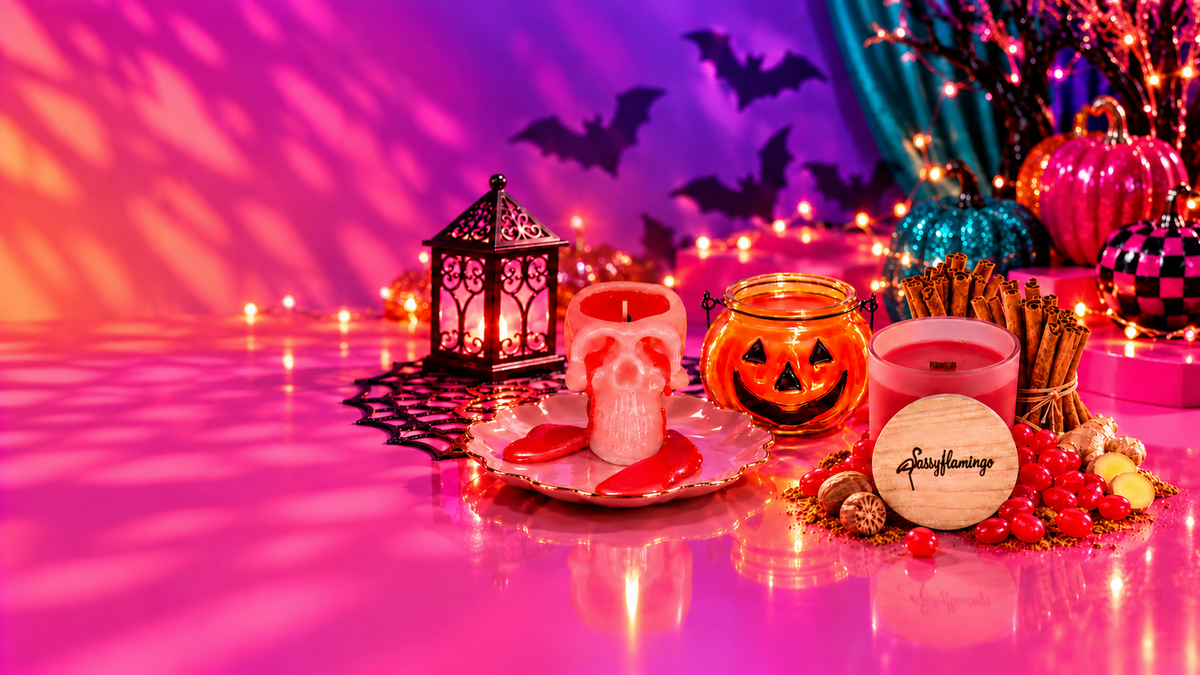 Sassy Flamingo halloween seasonal desktop header