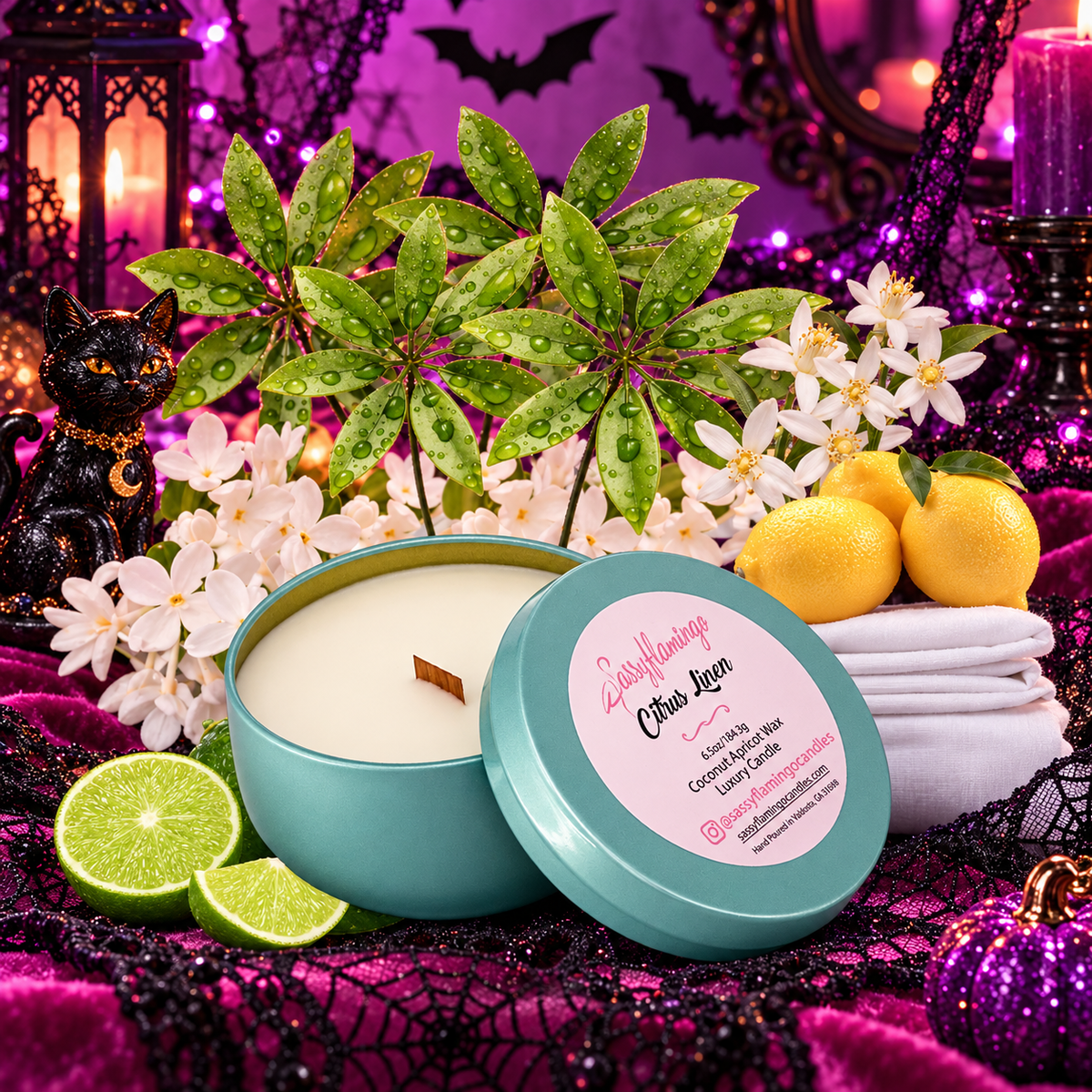 Citrus Linen 6.5oz Decorative Travel Tin Candle