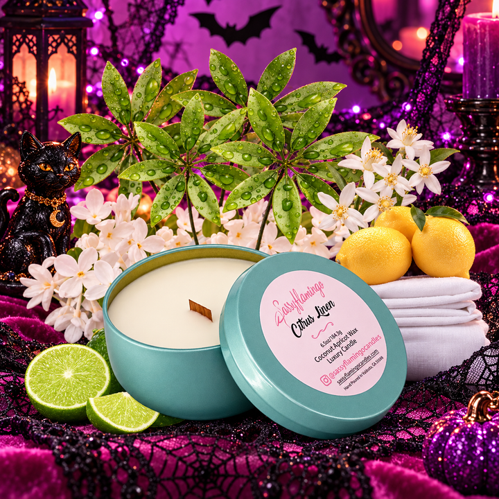 Citrus Linen 6.5oz Decorative Travel Tin Candle