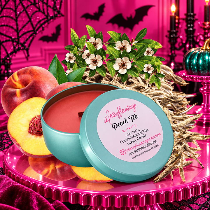 Peach Tea 6.5oz Decorative Travel Tin Candle