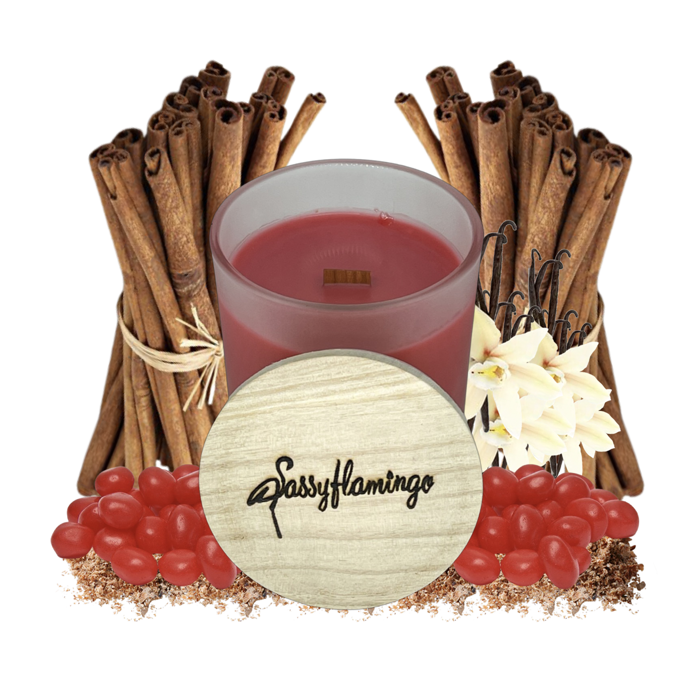 Cinnamon Sassy Signature 10oz Hand-Poured Crackling Wick Candle & Lid