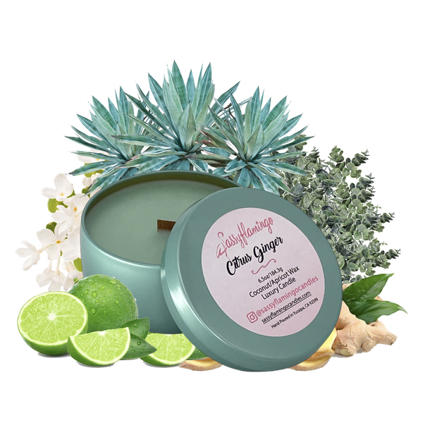Citrus Ginger 6.5oz Decorative Travel Tin Candle