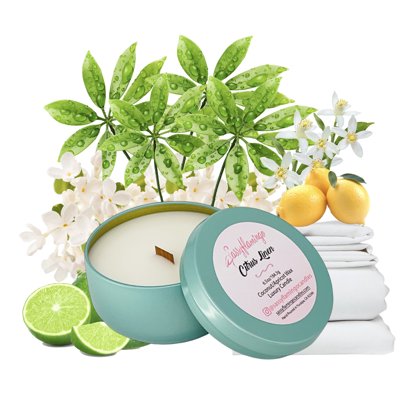 Citrus Linen 6.5oz Decorative Travel Tin Candle