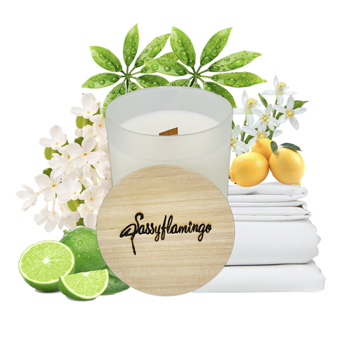 Citrus Linen Sassy Signature 10oz Hand-Poured Crackling Wick Candle & Lid