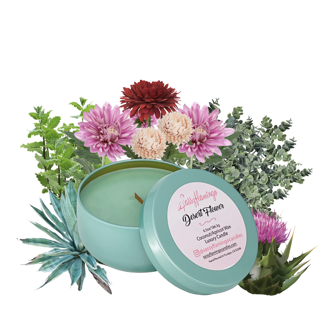 Desert Flower 6.5oz Decorative Travel Tin Candle
