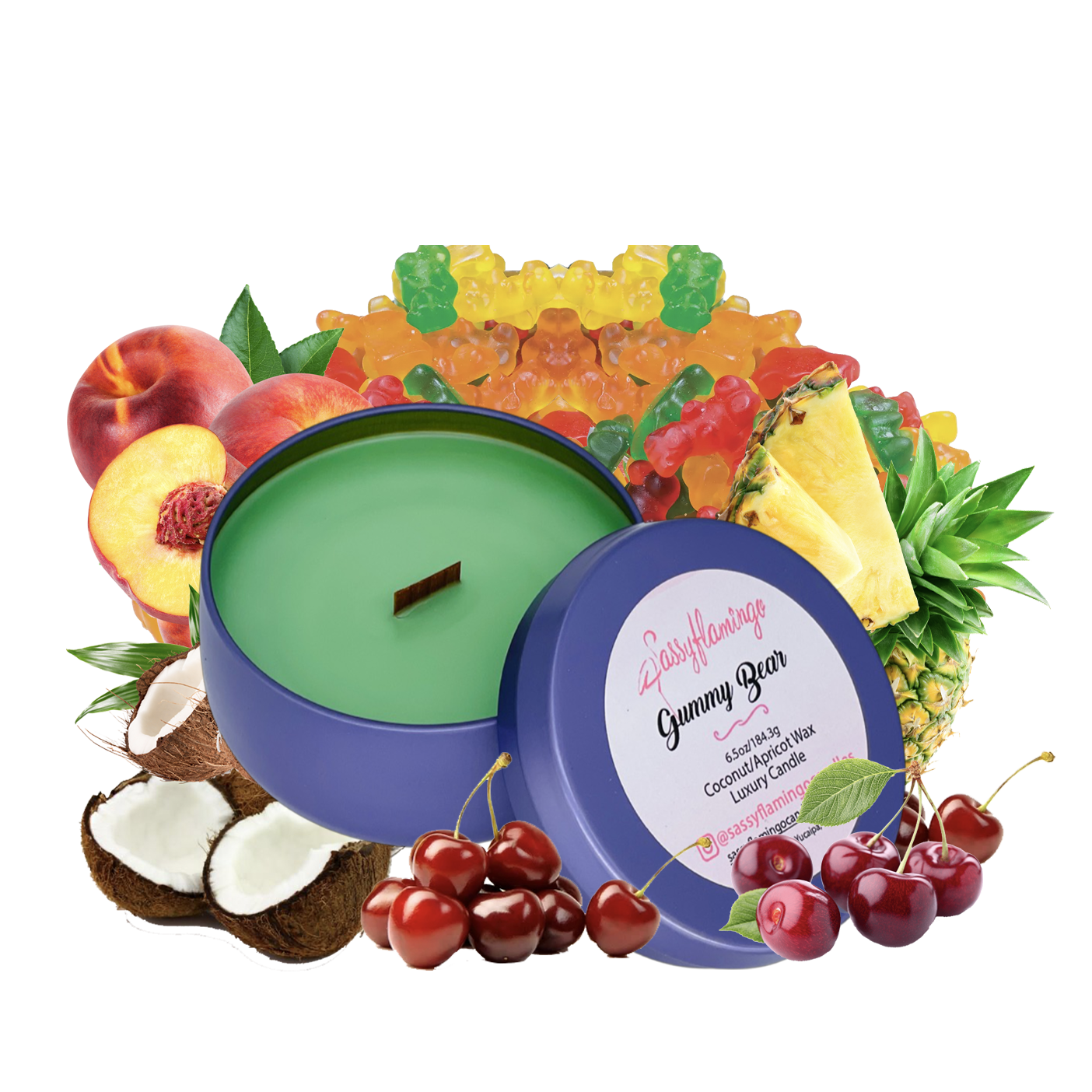 Gummy Bear 6.5oz Decorative Travel Tin Candle