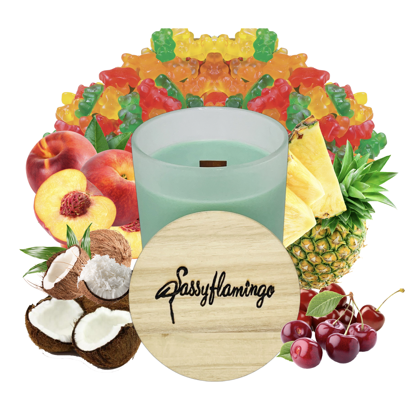 Gummy Bear Sassy Signature 10oz Hand-Poured Crackling Wick Candle & Lid