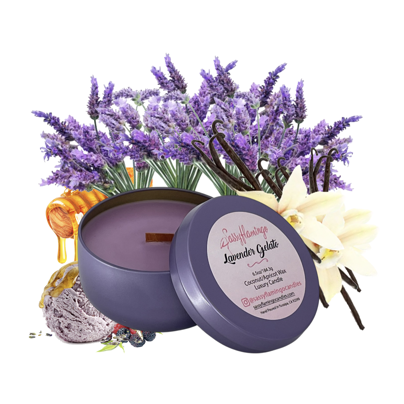 Lavender Gelato 6.5oz Decorative Travel Tin Candle