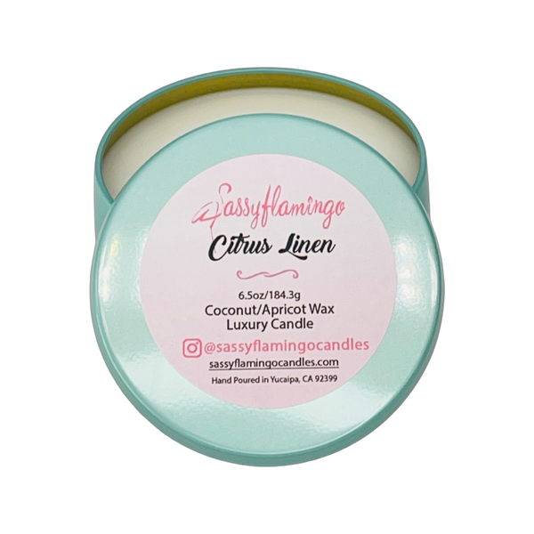 Citrus Linen 6.5oz Decorative Travel Tin Candle