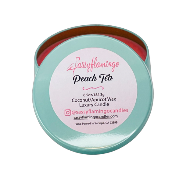 Peach Tea 6.5oz Decorative Travel Tin Candle