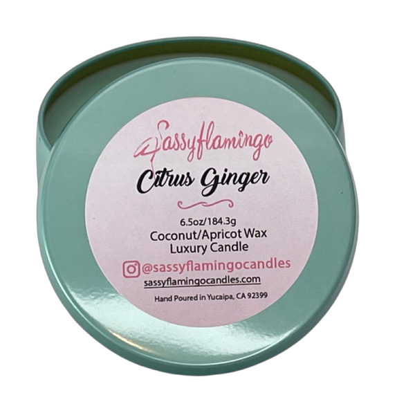 Citrus Ginger 6.5oz Decorative Travel Tin Candle