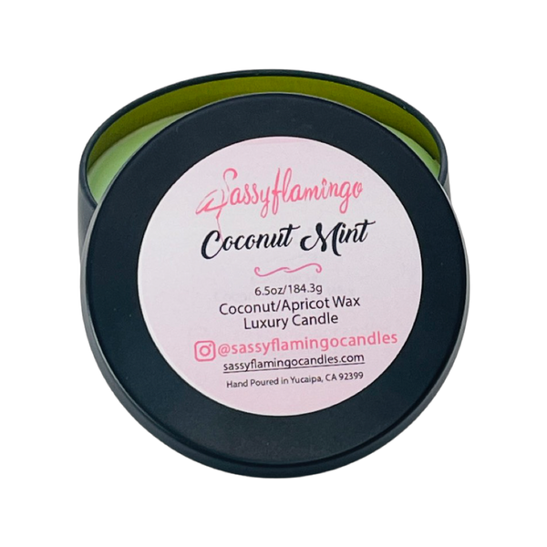 Coconut Mint 6.5oz Decorative Travel Tin Candle
