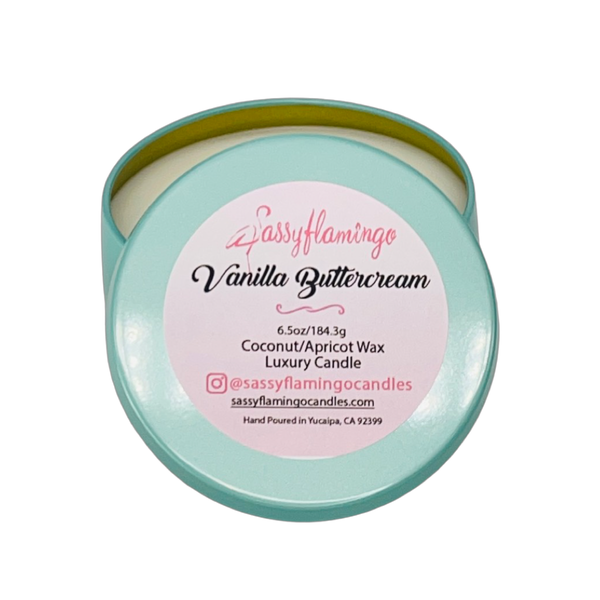 Vanilla Buttercream 6.5oz Decorative Travel Tin Candle