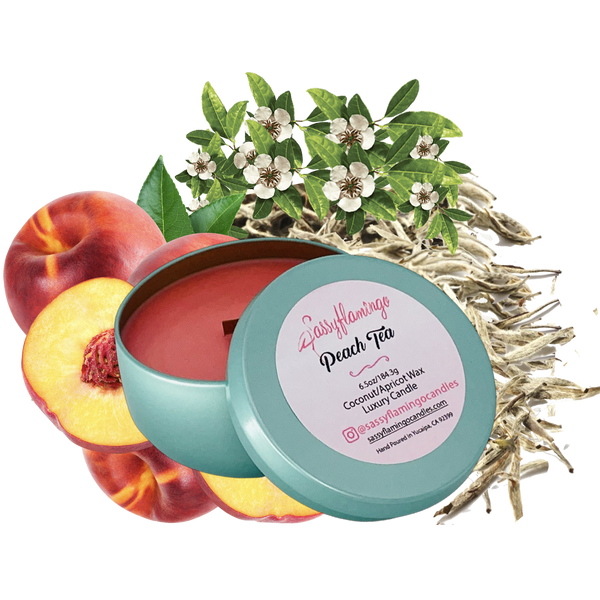 Peach Tea 6.5oz Decorative Travel Tin Candle