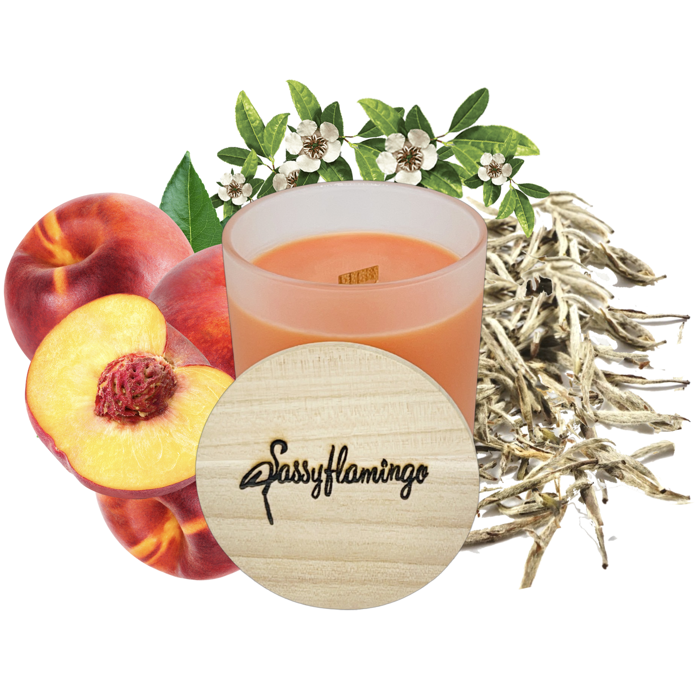Peach Tea Sassy Signature 10oz Hand-Poured Crackling Wick Candle & Lid