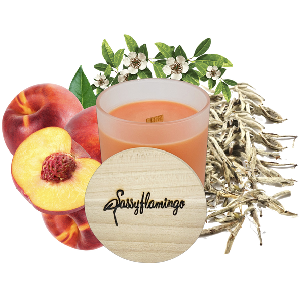 Peach Tea Sassy Signature 10oz Hand-Poured Crackling Wick Candle & Lid