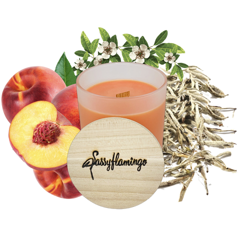 Peach Tea Sassy Signature 10oz Hand-Poured Crackling Wick Candle & Lid