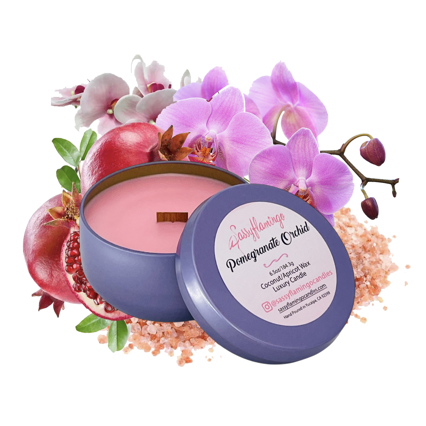 Pomegranate Orchid 6.5oz Decorative Travel Tin Candle