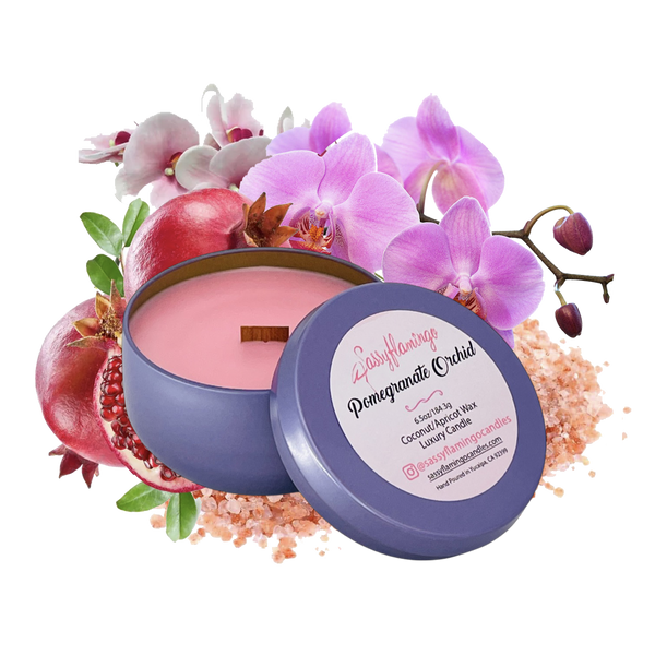 Pomegranate Orchid 6.5oz Decorative Travel Tin Candle