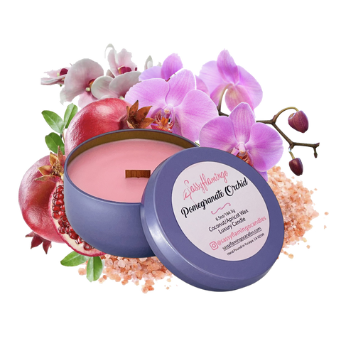 Pomegranate Orchid 6.5oz Decorative Travel Tin Candle