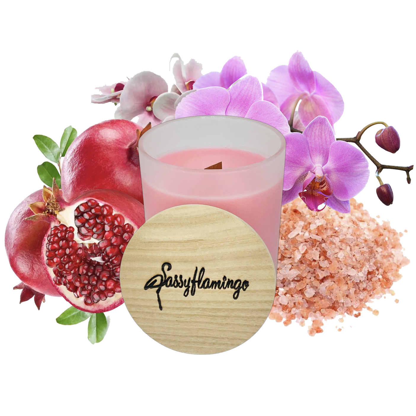 Pomegranate Orchid Sassy Signature 10oz Hand-Poured Crackling Wick Candle & Lid