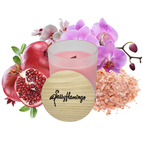 Pomegranate Orchid Sassy Signature 10oz Hand-Poured Crackling Wick Candle & Lid