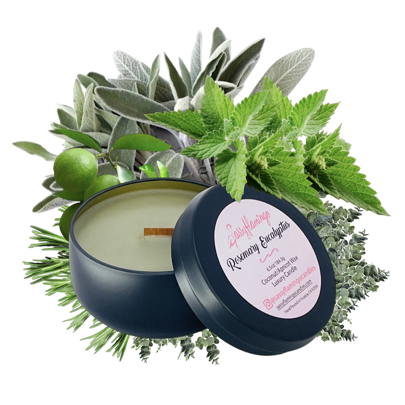 Rosemary Eucalyptus 6.5oz Decorative Travel Tin Candle