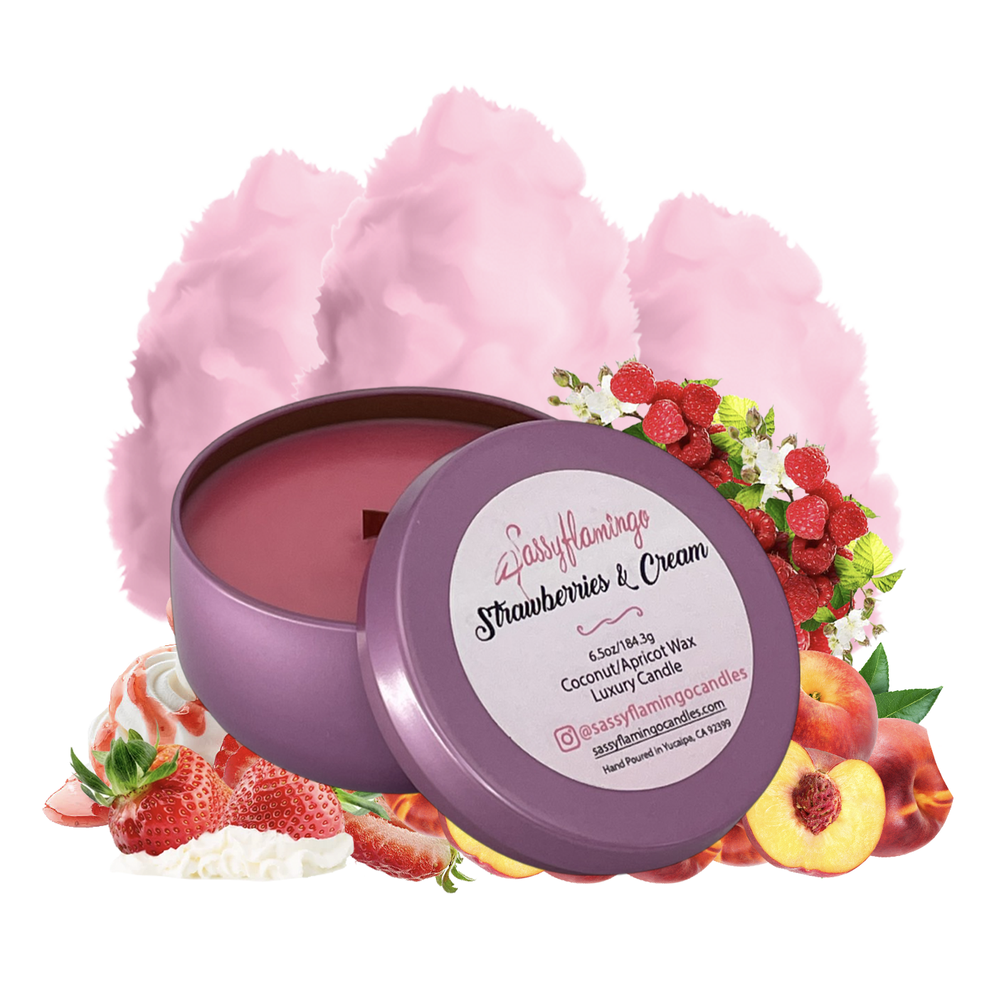 Strawberries & Cream 6.5oz Decorative Travel Tin Candle