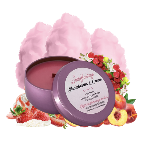 Strawberries & Cream 6.5oz Decorative Travel Tin Candle