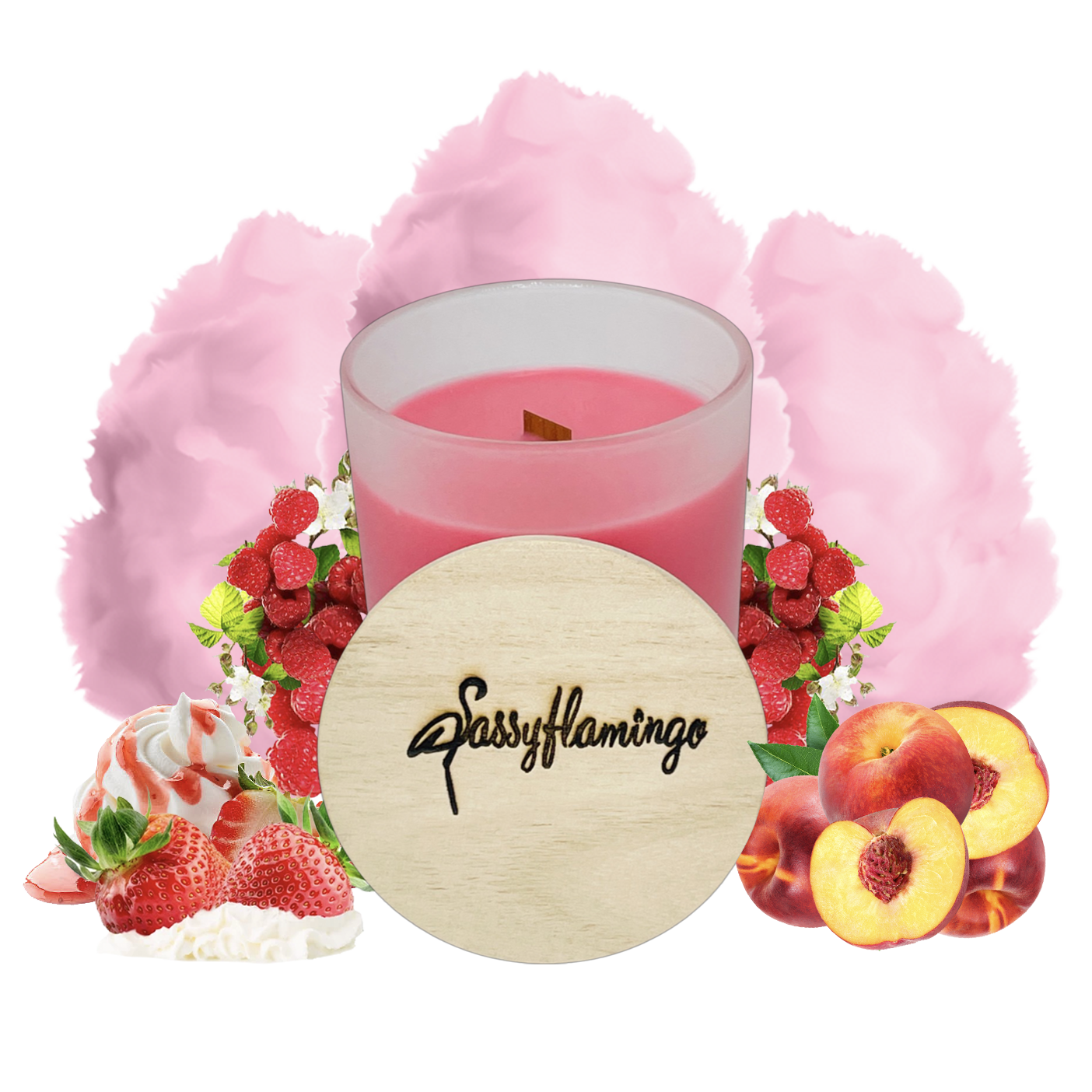 Strawberries & Cream Sassy Signature 10oz Hand-Poured Crackling Wick Candle & Lid