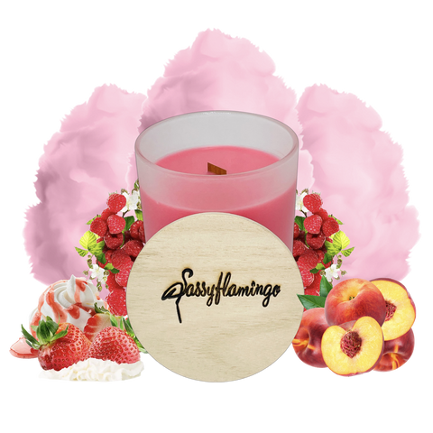 Strawberries & Cream Sassy Signature 10oz Hand-Poured Crackling Wick Candle & Lid