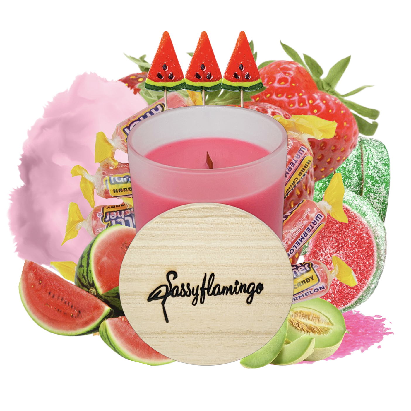 Watermelon Sugar Sassy Signature 10oz Hand-Poured Crackling Wick Candle & Lid